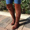 Women Long Boots Lace Up Leather Female Over the Knee Boots Winter Women Shoes Plus Size 34-43 Ladies Boots