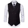 Mens Double Breasted Turndown Collar Suit Waistcoat Black Checked Suit Waistcoat Black Men's Dress Vest Wedding Waistcoat239U