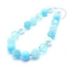 Blue Color Design Kid Chunky Bead Naszyjnik Moda Maluch Dziewczyny Bubblegum Koralik Chunky Naszyjnik Biżuteria Prezent Dla Dzieci