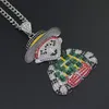 Fashion- Iced Out Cartoon Clown Pendant Necklace Mens Hip Hop Necklace Jewelry 76cm Gold Cuban Chain For Men