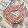Мода дюйм 4мм замороженный из цепи ожерелья для мужчин женщин роскоши дизайнера розовых побрякушек алмазов ожерелье золото серебра теннис ювелирных изделия цепи подарок