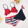 Dla kobiet Mały kąt Sexy Hree Piece wysokiej elastyczności Multicolor Kostium do pływania Beachwear Bikini Set Push Up Swimwear