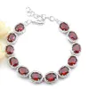 5 Pcs Europe Style Adjustable Bracelet Red Garnet Xmas Gift Jewelry Silver Bracelet Lovers Cz Zircon Charm Bracelet 8' inch