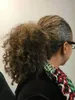Szary Włosy Ponytail Rozszerzenie Krótkie niechlujne Kręglo Easy Stretch Hair Combs Clip in Ponytail Extension Scrunchie Chignon Słuchawki-Średni szary
