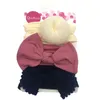 Bébé filles arc dentelle diadème beignet nylon bandeaux 3 pièces ensemble Turban noeud nœud papillon lapin bandeaux infantile enfants couvre-chef élastique