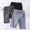 2020 summer new women's denim jeans elastic stretchy fabric bodycon tunic fifth short pants trousers plus size knee length pants