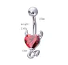 Fashion Heart Zircon Navel Ring Stainless Steel Devil Navel Nail Women Summer Body Piercing Jewelry Accessories Wholesale DHL Free