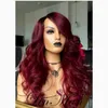 Pelucas de encaje 13 × 6 Color rojo Frente Frente Humano Wave WIG Peluca Cuerpo Brasileño Ombre para mujeres