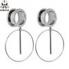 KUBOOZ Oorpiercingmeters Roestvrij staal Dangle Pluggen Tunnels Lichaamssieraden Expander Brancard Mode Oorbellen Sieraden 2PCS9965008