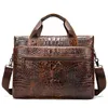 2021 Men's Briefcase Crocodile Pattern Cowhide Leather Briefcases Male Shoulder Bag Commercial Business Office Bags for Men 5555