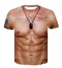 För man 3d tshirt bodybuilding simulerad muskel tatuering tshirt casual naken hud bröst muskel tee shirt rolig shortsleeve oneck1330742