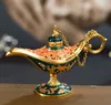 Legend Aladdin Magic Genie Light Lamp Incense Burners Metal Zinc Alloy Wishing lamp Home Decor WB1877