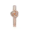 Atacado- anel de nó concêntrico para 925 prata esterlina banhado a ouro rosa CZ joias com diamantes com caixa original anel feminino brilhante3428897