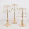 Nouveau style table de mariage pièce maîtresse bougeoir avec cristaux suspendus pour décorations de mariage fête événement décoration senyu0261