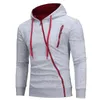 Sweats à capuche pour hommes Sweats Diagonal Zipper Casual Slim Cardigan à capuche Pull à revers Design de couleur unie Chemise à manches longues