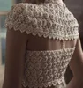 Evening dress Yousef Aljasmi High-Neck White Chiffon Lace Short sleeve Floor Length A-Line Long dress