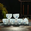 Conjunto de presentes de chá de porcelana zen de 6 xícara de chá tradicional de kong fu small monge e caligrafia chinesa