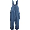 Hip-hop Wide Leg Bib Denim Overalls Men Large Size 50 huge Baggy cargo jean jumpsuits Fashion Straight cowboy RompersTrousers