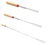 Barbecue Bonfire Camping Tools Bake Fork Fords Sticks Needle Spit Too BBQ Braadstuk Roestvrijstalen vork Houten handvat