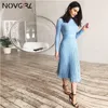 Novgirl Autumn Winter Sweter sukienki Kobiety 2019 mody dzianinowe sukienki midi z długim rękawem szata biurowa sukienki damskie