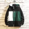 Black Patchwork Sweatshirt Jacket Men's Autumn Hip Hop Japanese Hoodie Street Clothing Loose Casual Hooded