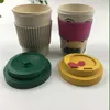 Tasse de voyage en fibre de bambou tasse à café écologique réutilisable tasse à boisson en fibre de bambou avec couvercle et manchon en silicone