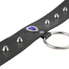 Bondage Fantasy PU couro embutido Crystal Collar Chain Chain Leashé Restrant Game Lock A56