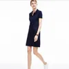 ワニのレディースデザイナードレスファッション100％コットンシャツのドレスカジュアルなポロ服AラインスカートフレッシュスイートアパレルWP2Lv4i