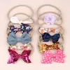 10 Styl 10 sztuk / zestaw Noworodek Baby Headbands Bow Nylon Elastyczne Zespoły Głowy Dzieci Akcesoria Do Włosów Bow Seakear M1319