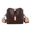 HBP Shoulder bag fashion ladies messenger pu leather simple contrast color outdoor travel light (brown)