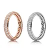 Nuovo set di diamanti CZ con anello di diamanti a doppia fila di moda Scatola originale per Pandora 925 Sterling Silver Lady Ring Spedizione gratuita