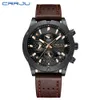 Crrju Fashion Watch Men New Design Chronograph Big Face Quartz Polshipes Heren Outdoor Sports Leather Watches Orologio UOM237O