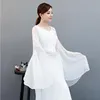 Nuevos vestidos de dama de honor de campo blanco con cuello en V una línea de gasa mangas largas hasta el suelo vestidos de damas de honor baratos para boda