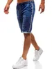男性のジーンズ夏の貨物のショートパンツのバイカーショートは男性の弾性ウエストの描画青い洗浄ショートス1