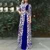 우아한 이슬람 Abaya 인쇄 맥시 드레스 Vestidos 카디건 기모노 긴 가운 가운 쥬바 중동 EID 라마단 두바이 이슬람