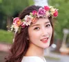 Adjustable Flower Headband Hair Wreath Floral Garland Crown Halo Headpiece with Ribbon Boho Wedding Festival Holiday