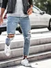 New Arrival XXXL Men's Jeans Stretch Destroyed Ripped Design Causal Pocket Zipper Slim Fit Shredded Denim Long Jeans Pencil Pants