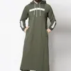 Hombres sudadera islámica musulmán árabe manga larga con capucha con capucha de arabia saudita de bolsillo túnica