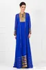 Długi rękaw Elegancka suknia 2019 Nowy Vintage Royal Blue Dubai Arabski Kaftan Muzułmański Muzułmański Suknie Wieczorowe Arabskie 212