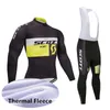 SCOTT team Cycling Winter Thermal Fleece jersey bib pants sets mens Outdoors Sports Biking clothes bicycle clothing U10813