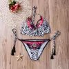 Nya Kvinnor Pushup Padded Bra Bandage Bikini Set Baddräkt Leopard Swimwear Bading