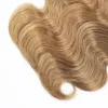 Brasiliansk ombre blond kroppsvåghårbuntar med stängningsfärg 1B27 3 buntar med 4x4 spetsstängning obearbetat Remy Human Hair 2348387