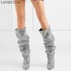 Venta caliente-Desigh bota de diamantes botines de punta estrecha botas de tacones altos botas de tachuelas de diamantes de imitación brillantes botas altas hasta la rodilla zapatos de fiesta para mujer