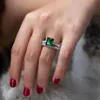 Pansysen Real 925 Anéis de Prata Esterlina para Mulheres 100% Natural Emerald Gemstone Fine Jóias Casamento Anel de Noivado 2019 Recentemente CJ191205