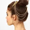 Encantos da cor do ouro de cristal pena broche grampo de cabelo Pin Cuff cadeia de jóias Cabelo Cabeça Band para presente de Natal Mulheres Meninas