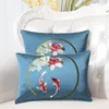 Ultimo ricamo Koi Pesce gioioso cuscino di seta copertura cuscino cuscino natale decorazione della casa divano sedia cinese stile cinese cuscino di lusso