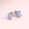 Oval Opal Earrings Jewelry silver Color Stud Ear rings With Engagement Gifts For Ladies wedding crystal
