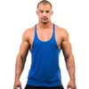 Nya män Vest Cotton Stringer Bodybuilding Equipment Fitness Gym Tank Top Solid Singlet Y Back Sport kläder 7 Färger