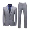 Men039s костюма Blazers Plyesxale Grey Burgundy Navy Blue Plead Suit Men 2021 Весенняя осенняя свадьба для жениха Mens Fashion Casu1213874