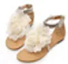 Büyük Boy 34-43 Gladyatör Sandalet Kadınlar Için Bohemia Boncuklu Yaz Çiçek Düz Topuklu Çevirme Kadın Ayakkabıları Tstraps Sandalet1